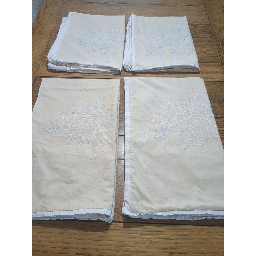 Martha Stewart Cream and Blue Embroidered shams